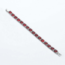 Ruby Tennis Bracelet 14K White Gold-Filled with Diamond Accents / July Birthstone