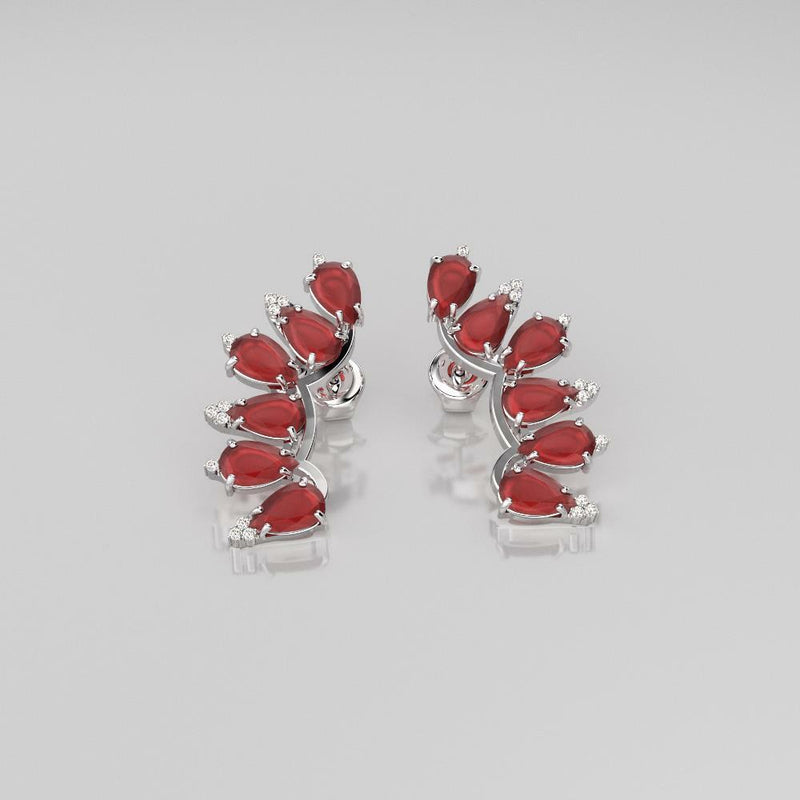 Ruby and Diamond Accents 14K White Gold-Filled Stud Earrings