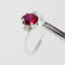 Ruby and White Diamond Accents Ring 925 Sterling Silver / Oval-Shaped