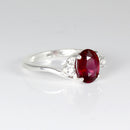 Genuine Blood Ruby Ring 925 Sterling Silver / Oval-Cut