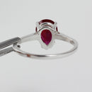 Ruby Ring 925 Sterling Silver / Pear-Shaped Solitaire