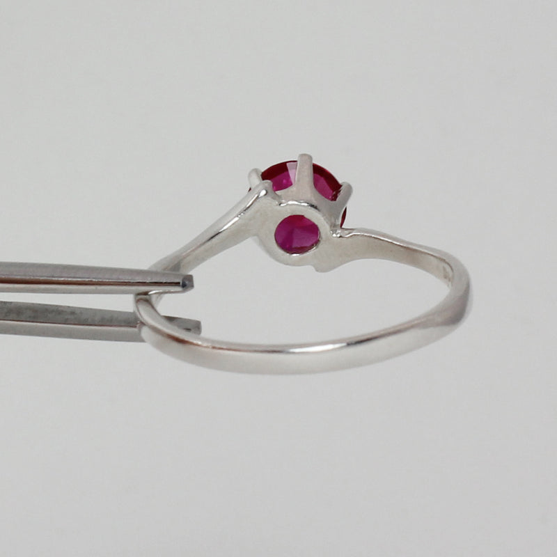Ruby Ring 925 Sterling Silver / Bypass-Style