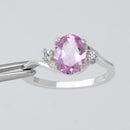 Pink Sapphire Ring 925 Sterling Silver / White Sapphire Accents