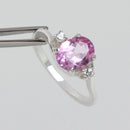 Pink Sapphire Ring 925 Sterling Silver / White Sapphire Accents
