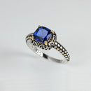 Blue Sapphire Ring 925 Sterling Silver  / Filigree-Style