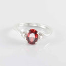 Natural Spessartite Garnet Ring 925 Sterling Silver / Genuine Sapphire Accents