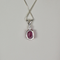 Pink Star Ruby Necklace Pendant 925 Sterling Silver / Diamond Accent / Oval-Shaped