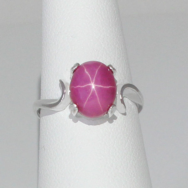 Star ruby sterling silver ring oval 10x8mm