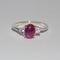 Star Ruby Ring Sterling Silver 925 / White Sapphire Accents / Oval-Shaped