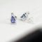 Tanzanite and White Diamonds 925 Sterling Silver Stud Earrings / Pear-Shaped
