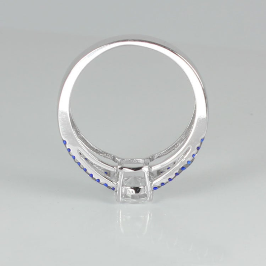 Diamond & Blue Sapphire Ring 925 Sterling Silver / Celtic-Style