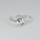 White Sapphire 925 Sterling Silver Engagement Ring / Round-Shaped