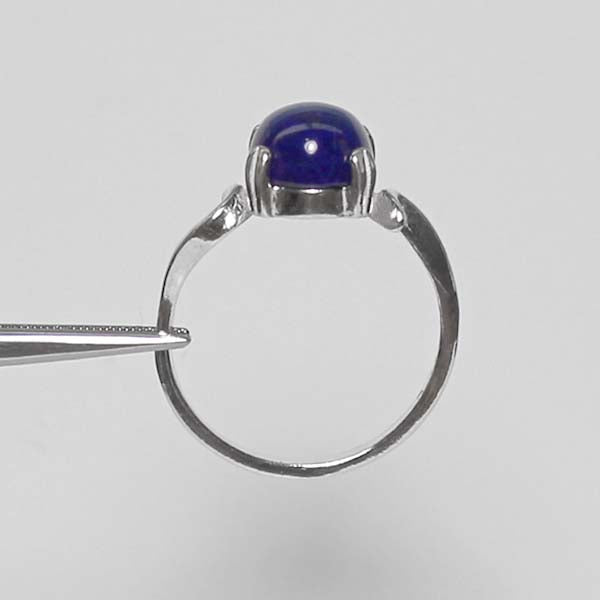 Natural Denim Lapis Lazuli Ring 925 Sterling Silver / Oval-Shaped