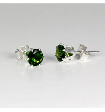 Natural Russian Chrome Diopside 925 Sterling Silver Stud Earrings